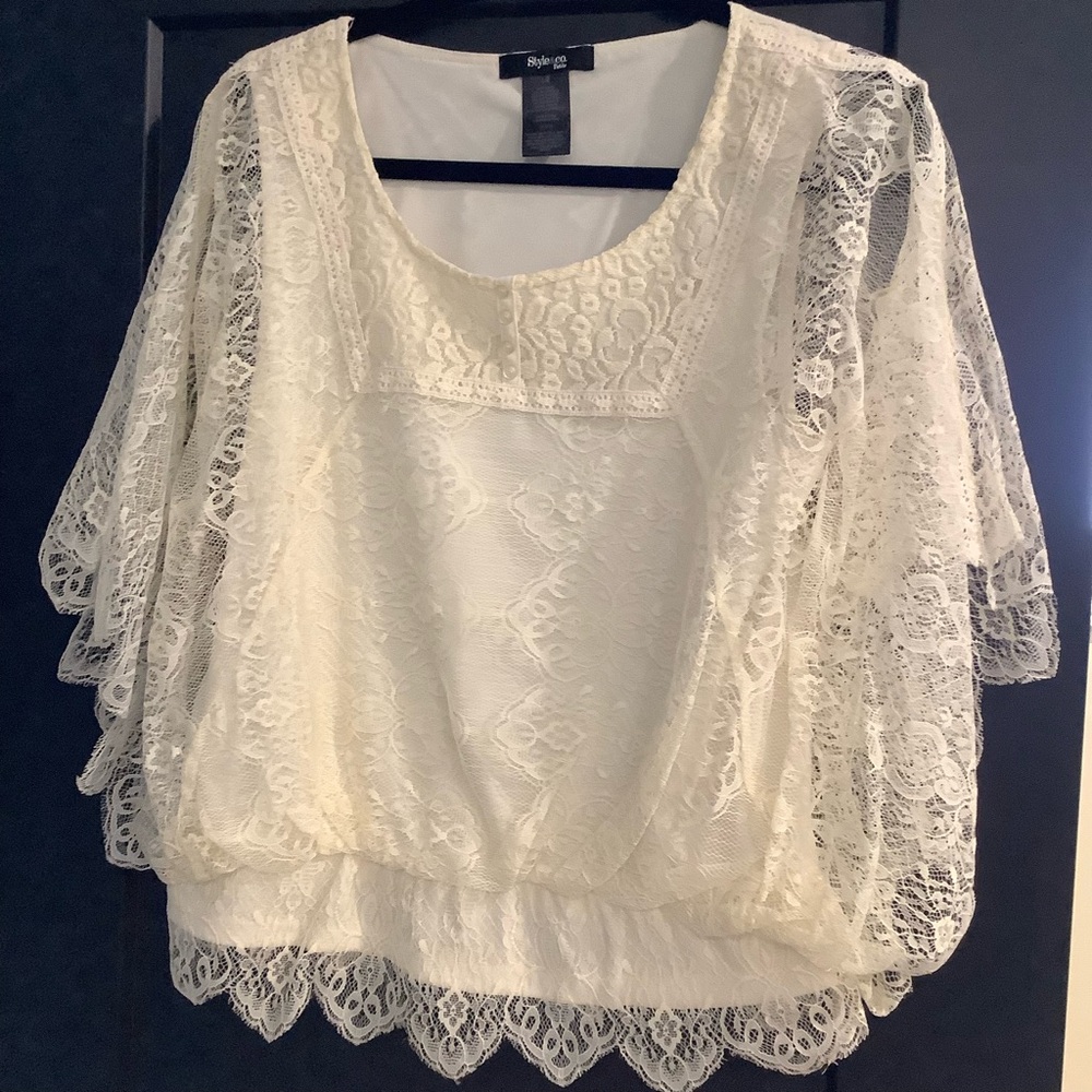 Style & Company, Cream, Lace Blouse. Large.